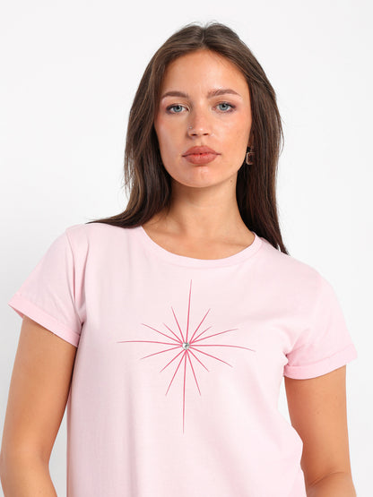 Rhinestone Heart Print T-Shirt