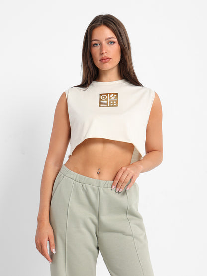 Small Print Sleeveless T-Shirt