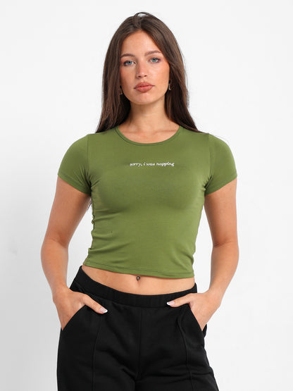 Front Text Embroidered Baby Tee