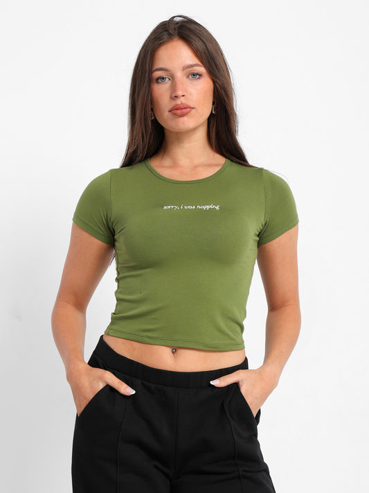 Front Text Embroidered Baby Tee