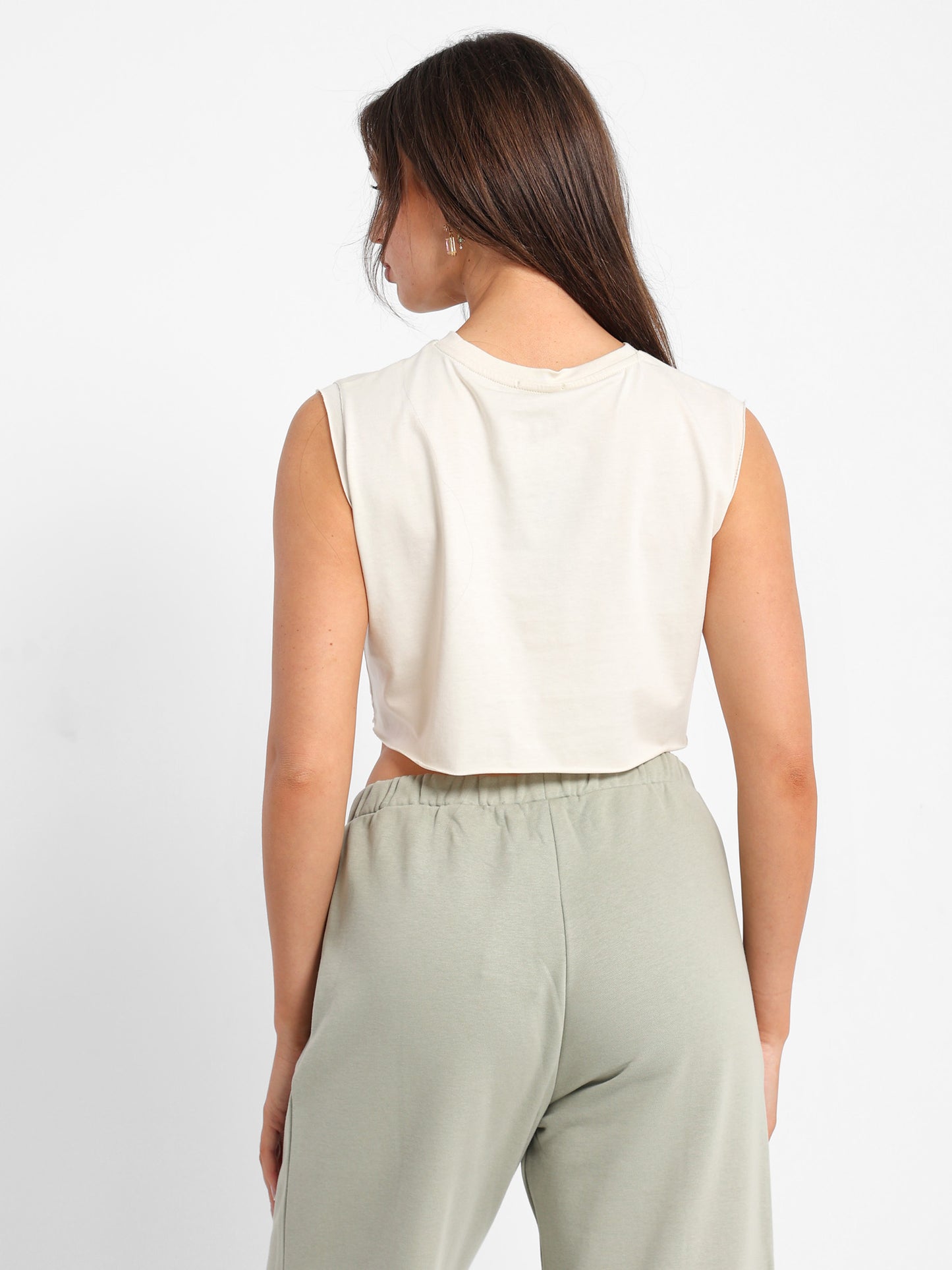 Small Print Sleeveless T-Shirt