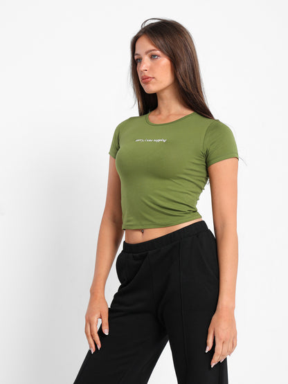 Front Text Embroidered Baby Tee