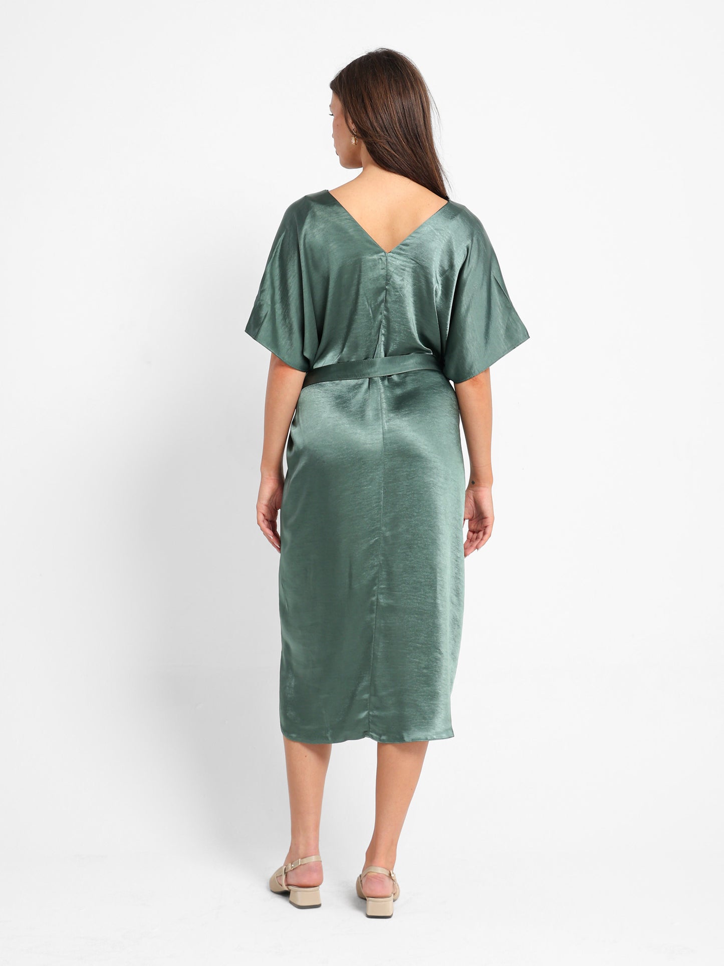 V-Neck Loose Midi Dress