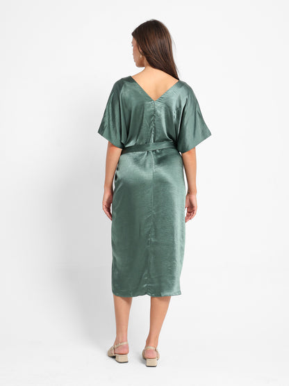 V-Neck Loose Midi Dress