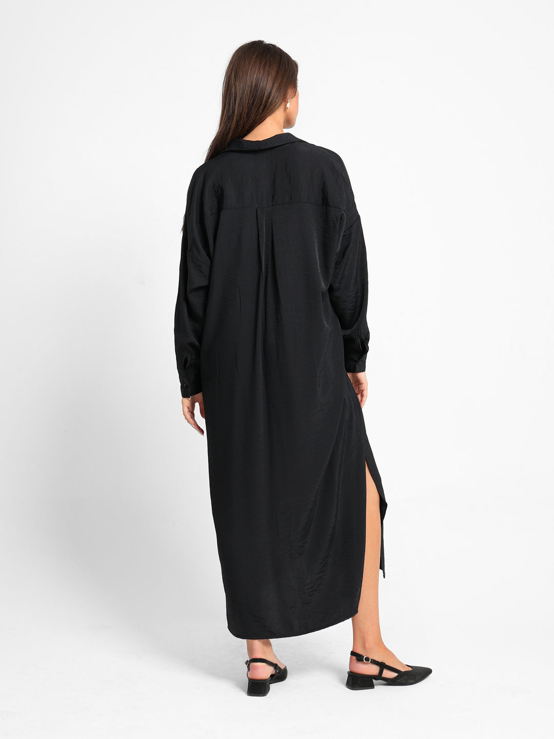 shirt slit dress Sample Perfee Printed Tie Front Collared Neck Slit Shirt Dress
