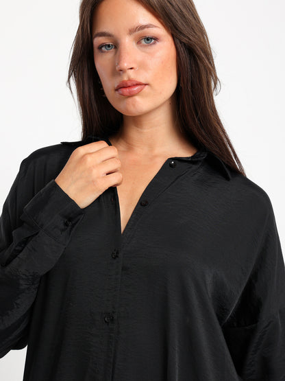 Long Shirt Dress with Slit Side