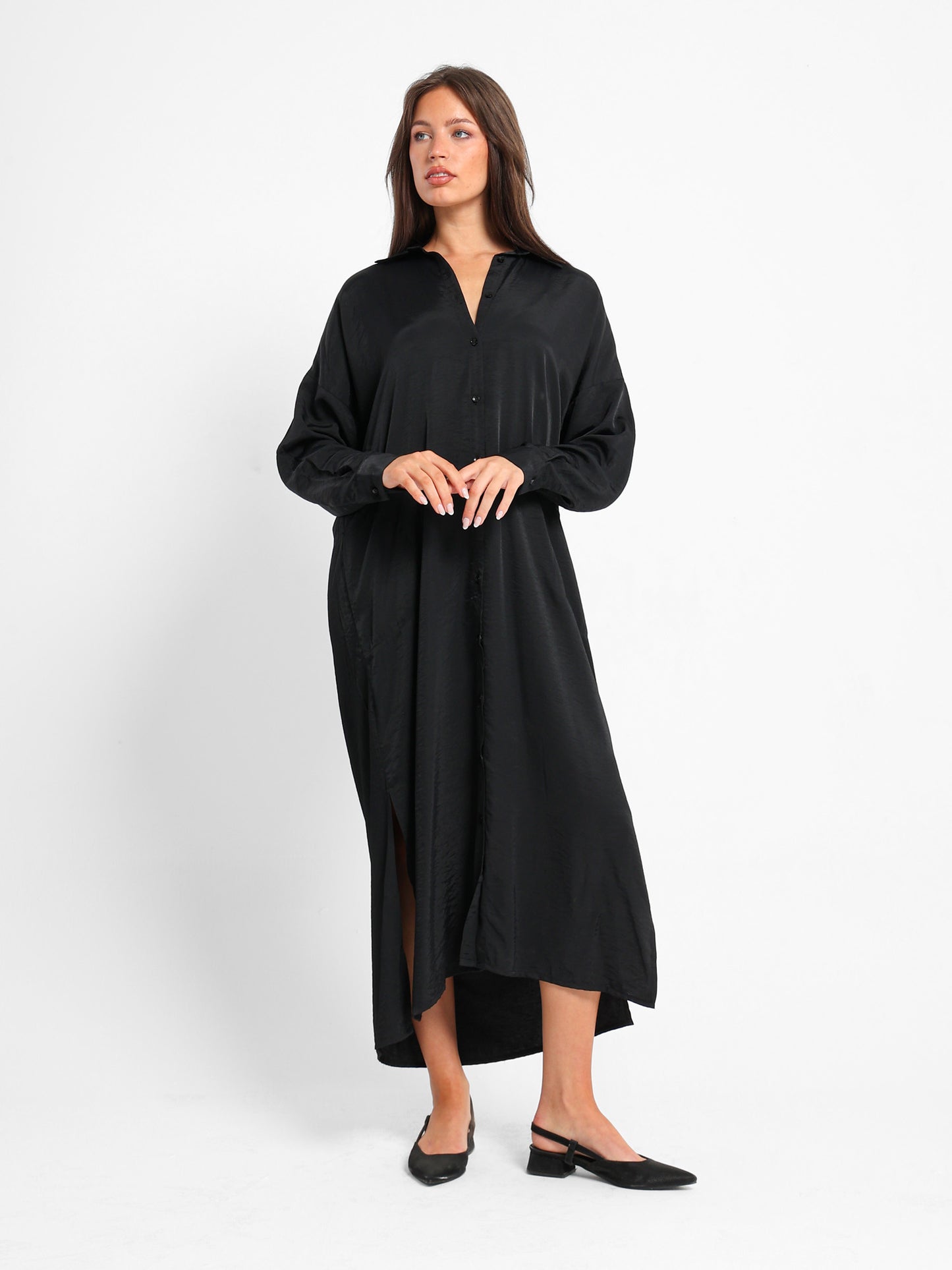 Long Shirt Dress with Slit Side
