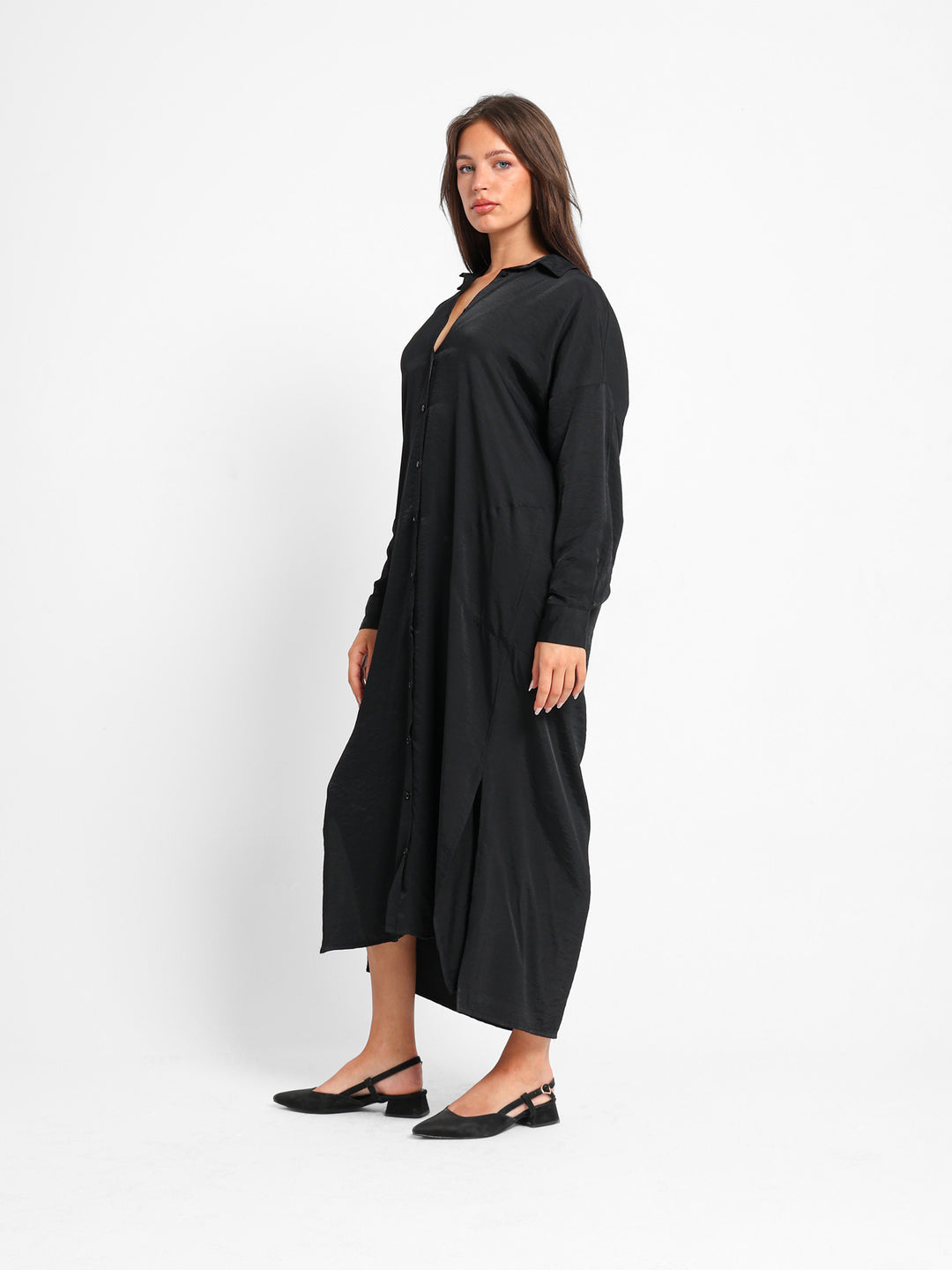 Long Shirt Dress with Slit Side
