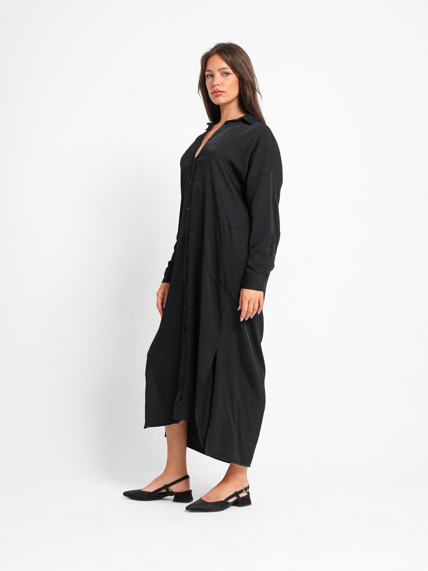 Long Shirt Dress with Slit Side