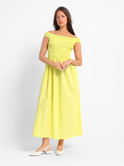 Off-Shoulder Smocked Dress