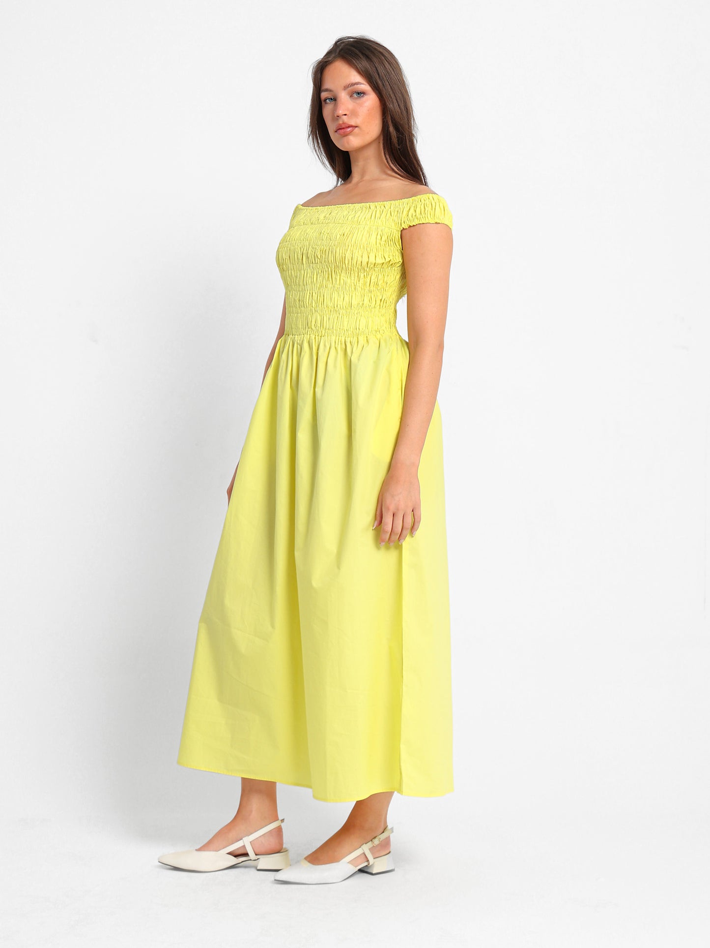 Off-Shoulder Smocked Dress