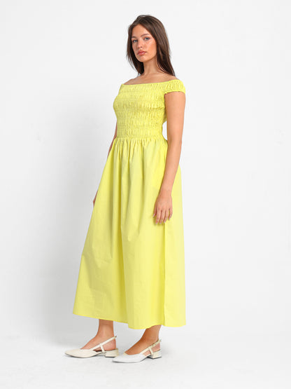 Off-Shoulder Smocked Dress
