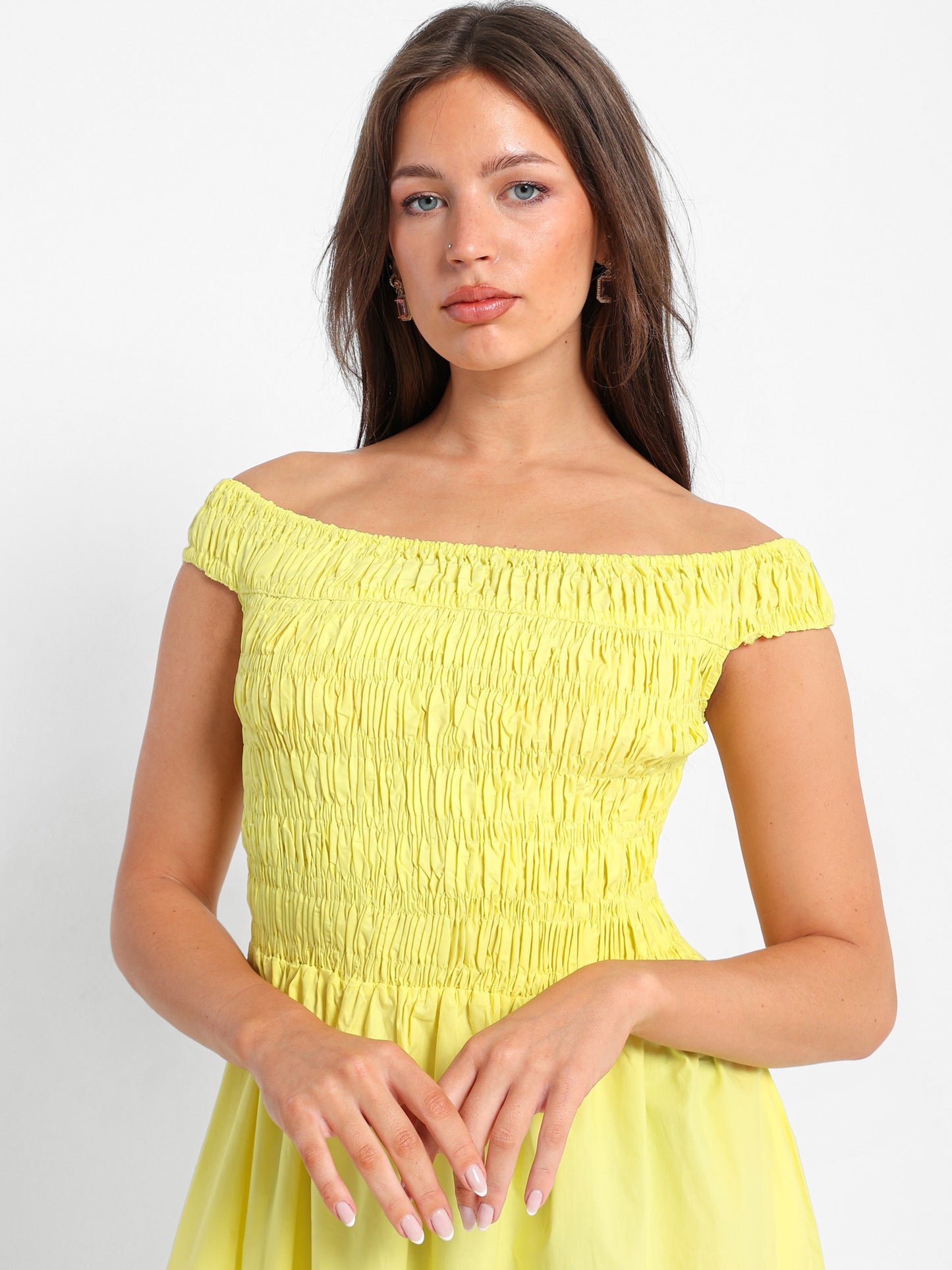 Off-Shoulder Smocked Dress