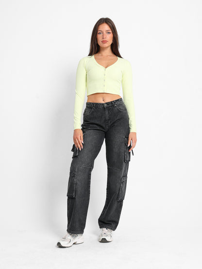 Ribbed Cropped Cardigan
