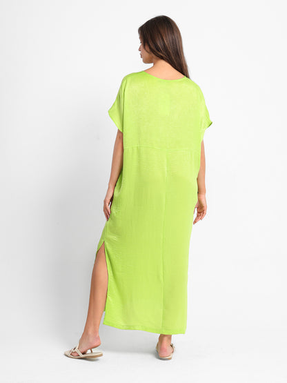 Satin Dress with Slit Sides