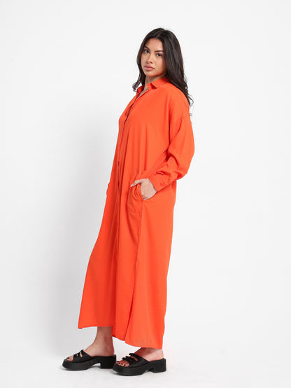Long Shirt Dress with Slit Side