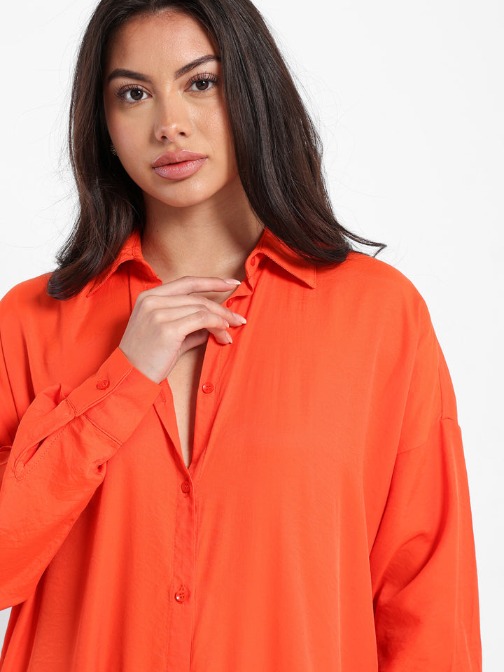 Long Shirt Dress with Slit Side