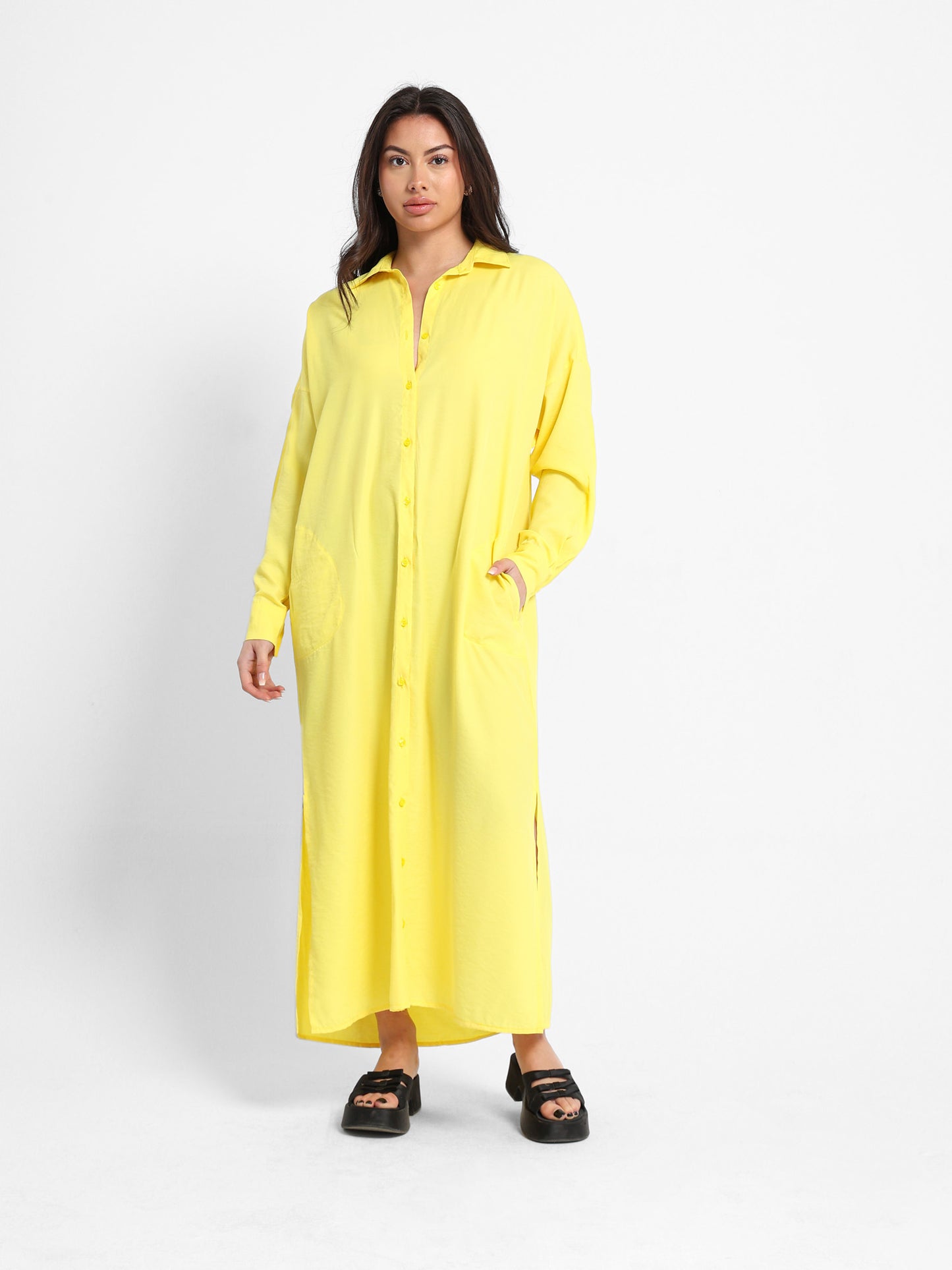 Long Shirt Dress with Slit Side