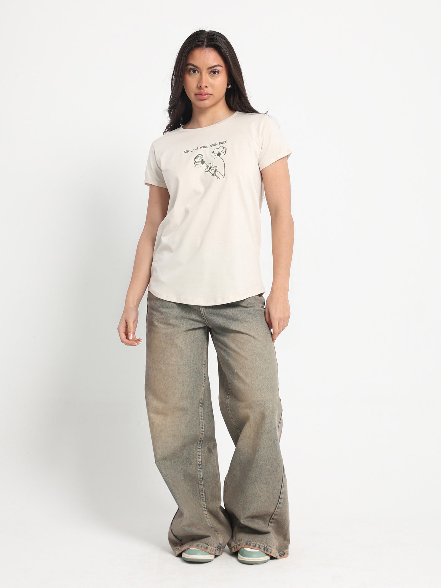 Grow at Your Own Pace Embroidered T-Shirt