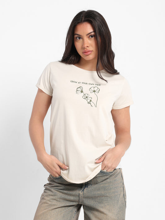 Grow at Your Own Pace Embroidered T-Shirt
