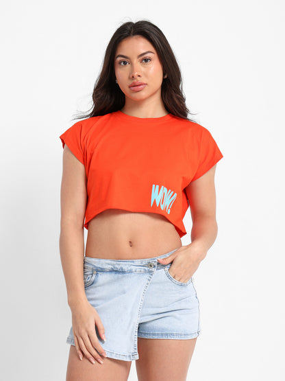Wow Print Cropped T-Shirt