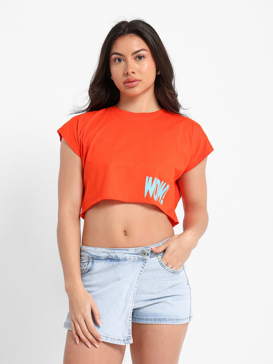 Wow Print Cropped T-Shirt