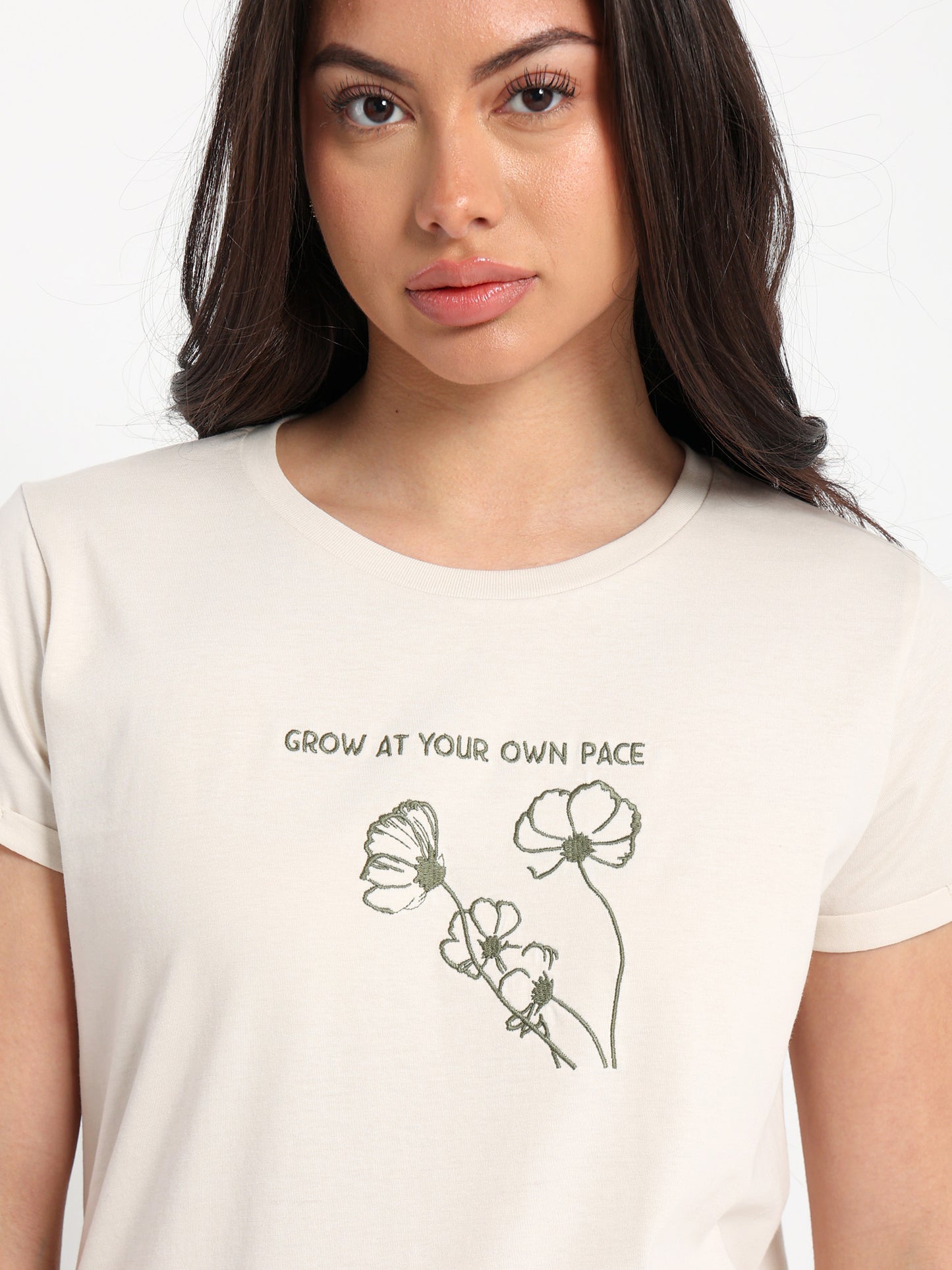 Grow at Your Own Pace Embroidered T-Shirt