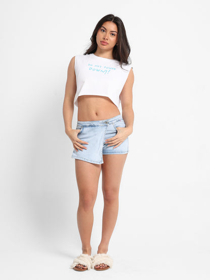Fish Embroidered Sleeveless T-Shirt
