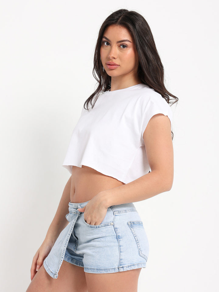 Cap Sleeve Cropped T-Shirt