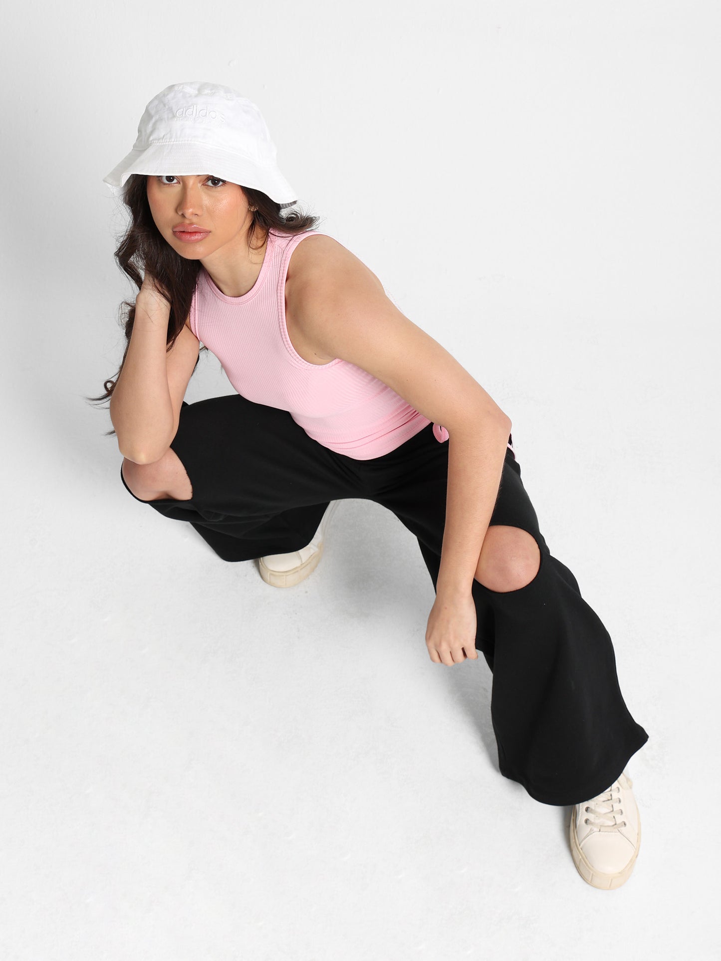 Sleeveless Ribbed Top with Drawstring