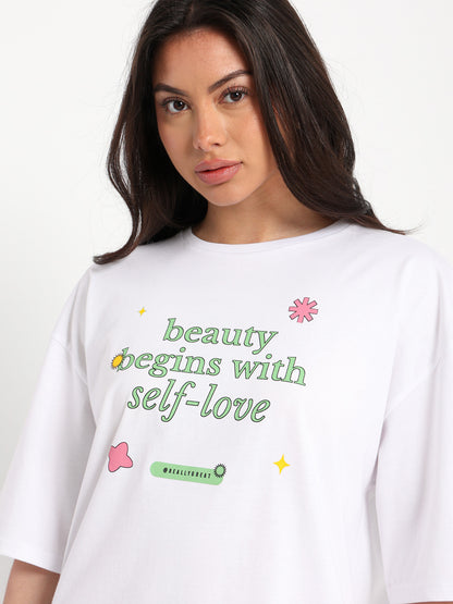 Oversized T-Shirt Heart Never Killed Print