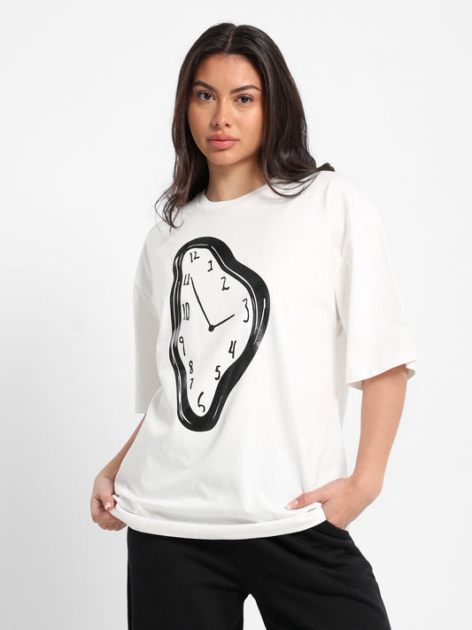 Oversized T-Shirt Dali Watch Print