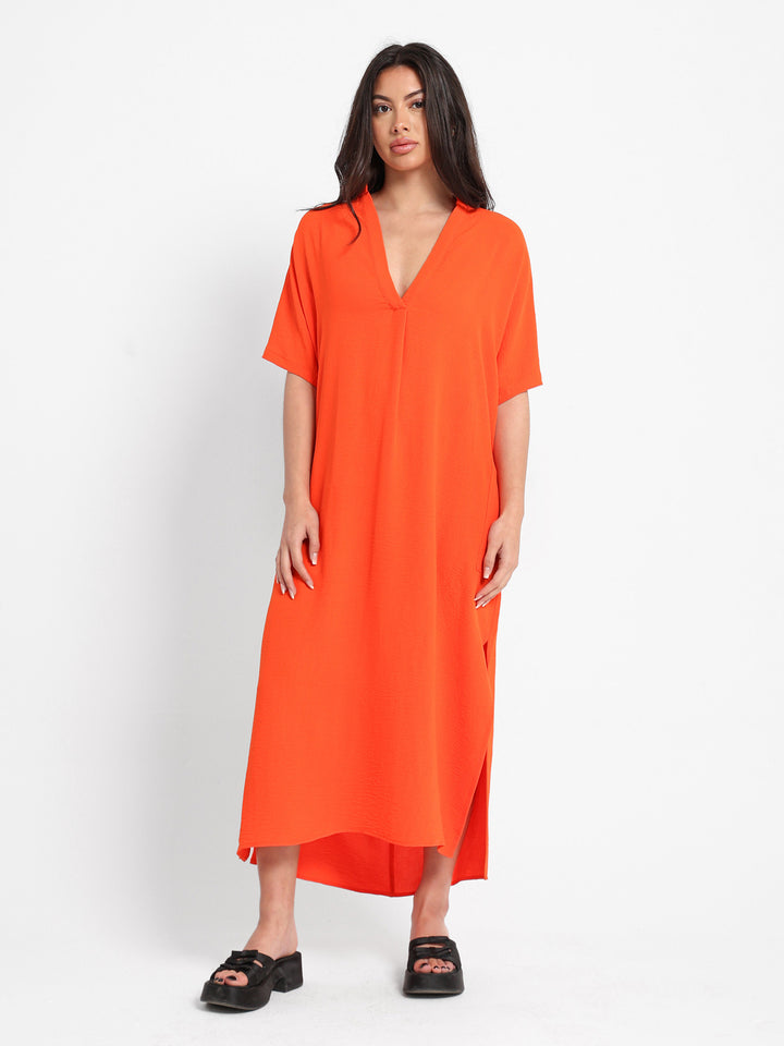 Grandad Collar Maxi Dress