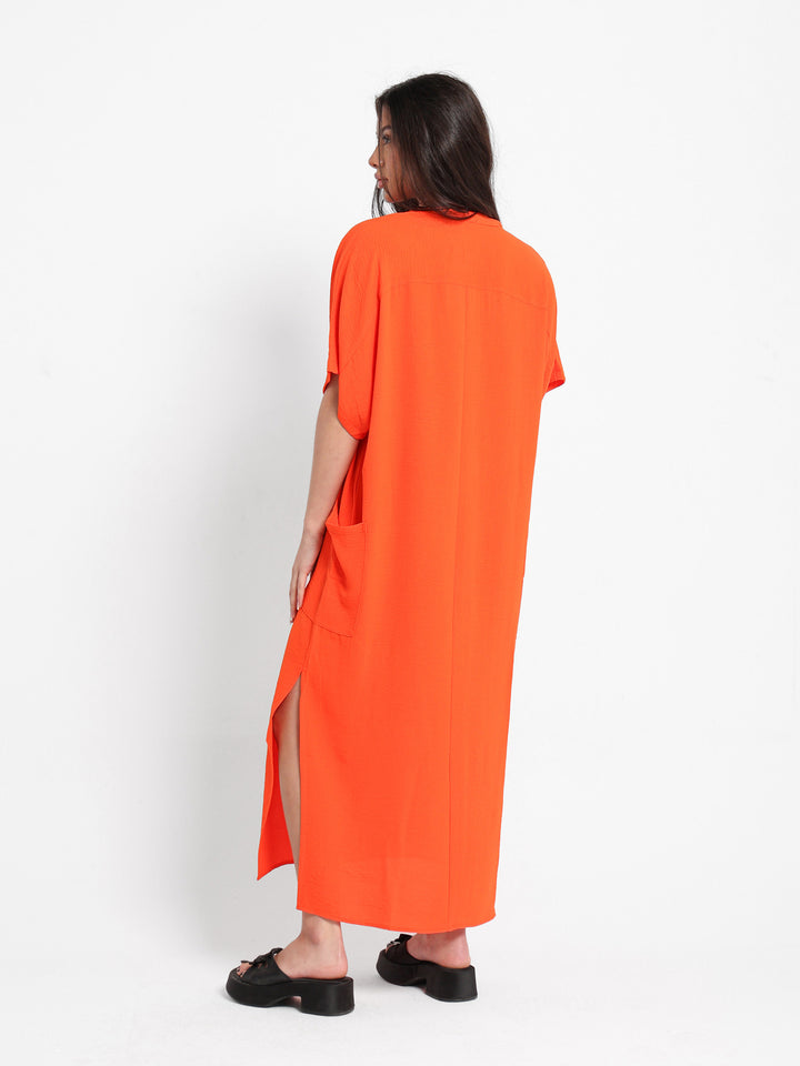 Grandad Collar Maxi Dress