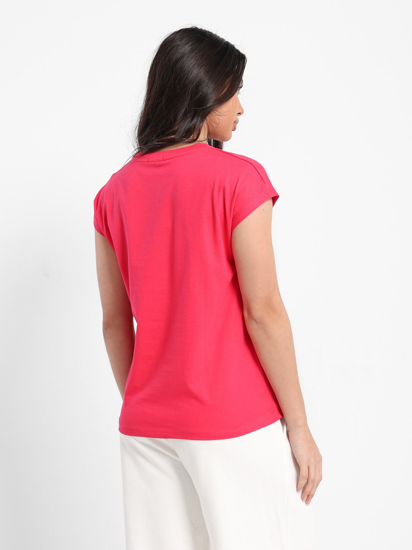 Colorful Abstract Shapes Print Cap Sleeve T-Shirt
