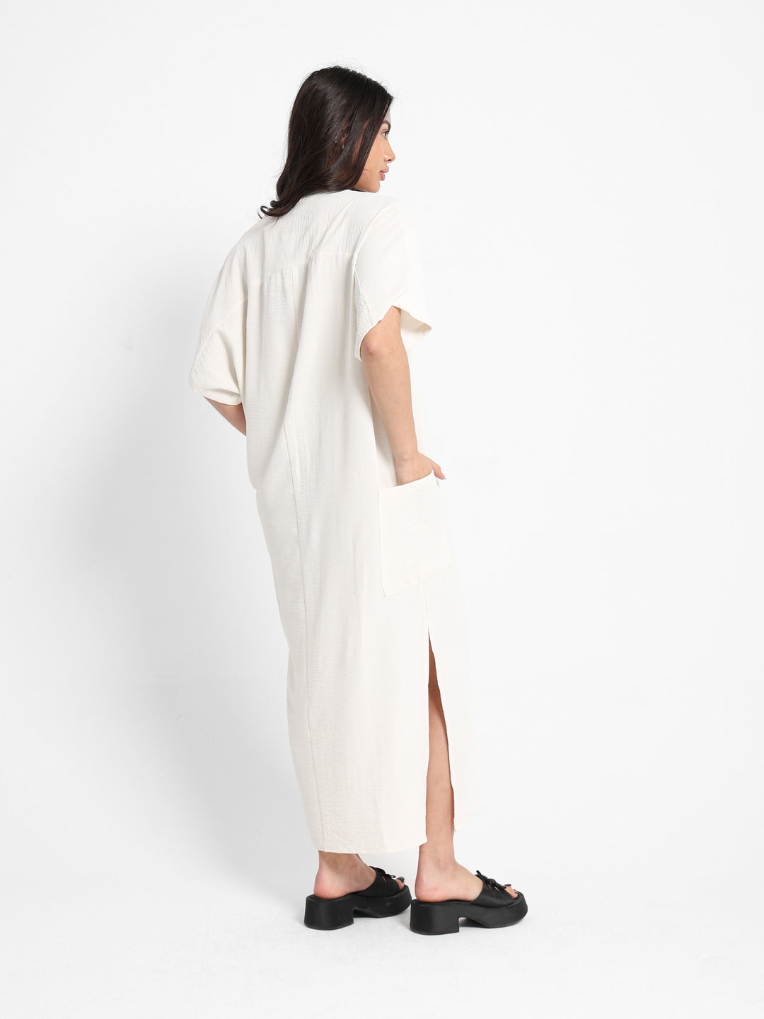 Grandad Collar Maxi Dress
