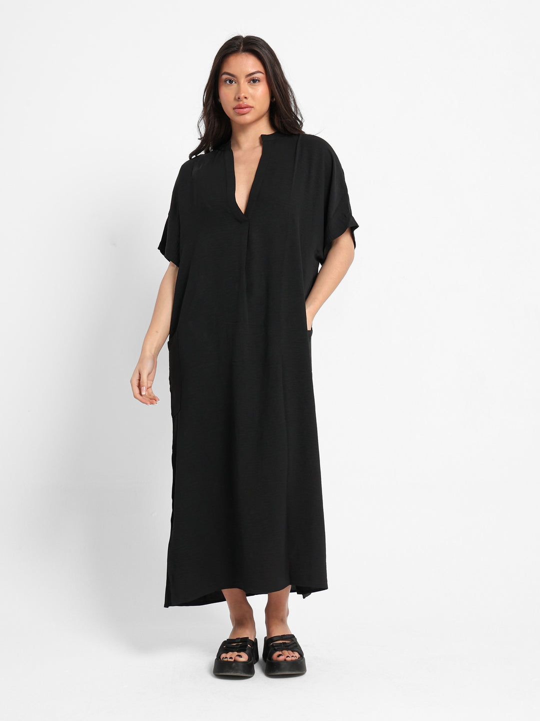 Grandad Collar Maxi Dress