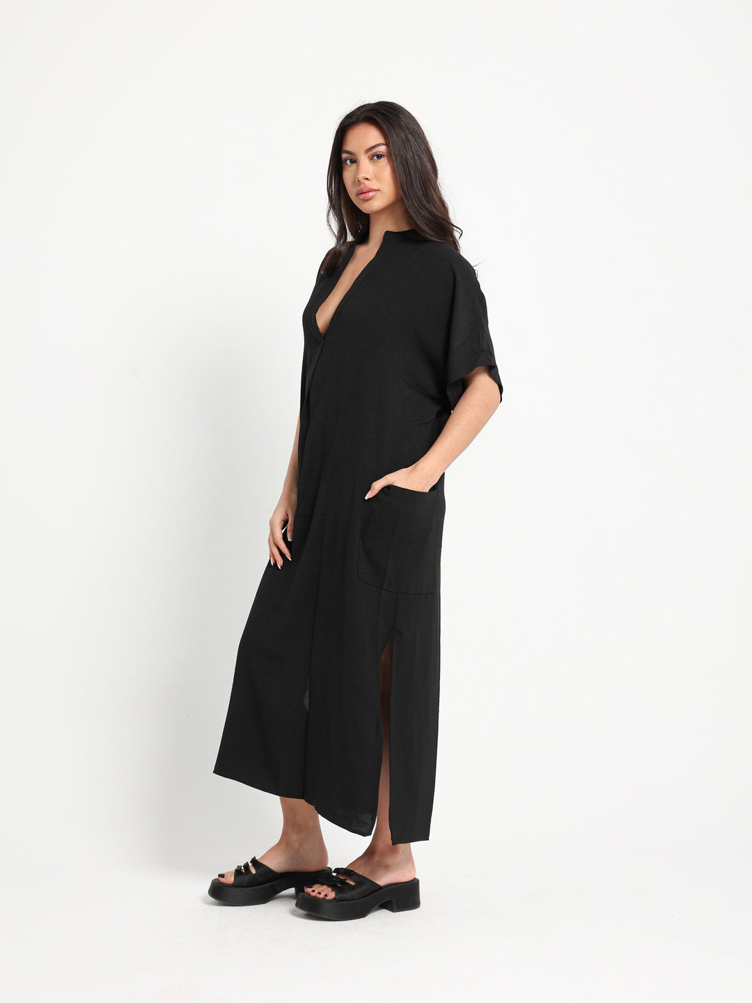 Grandad Collar Maxi Dress