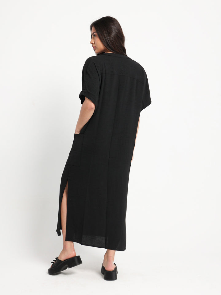 Grandad Collar Maxi Dress