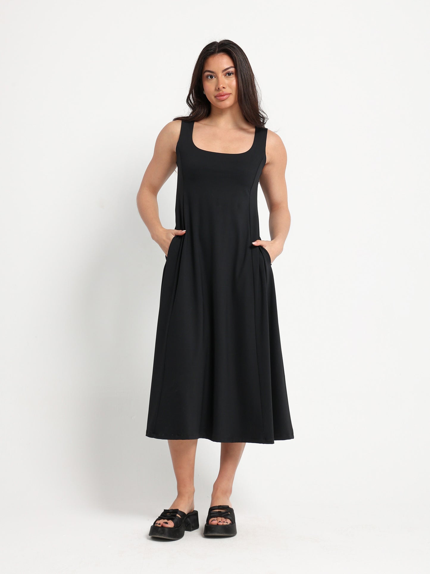 Sleeveless Dress with Waist Darts