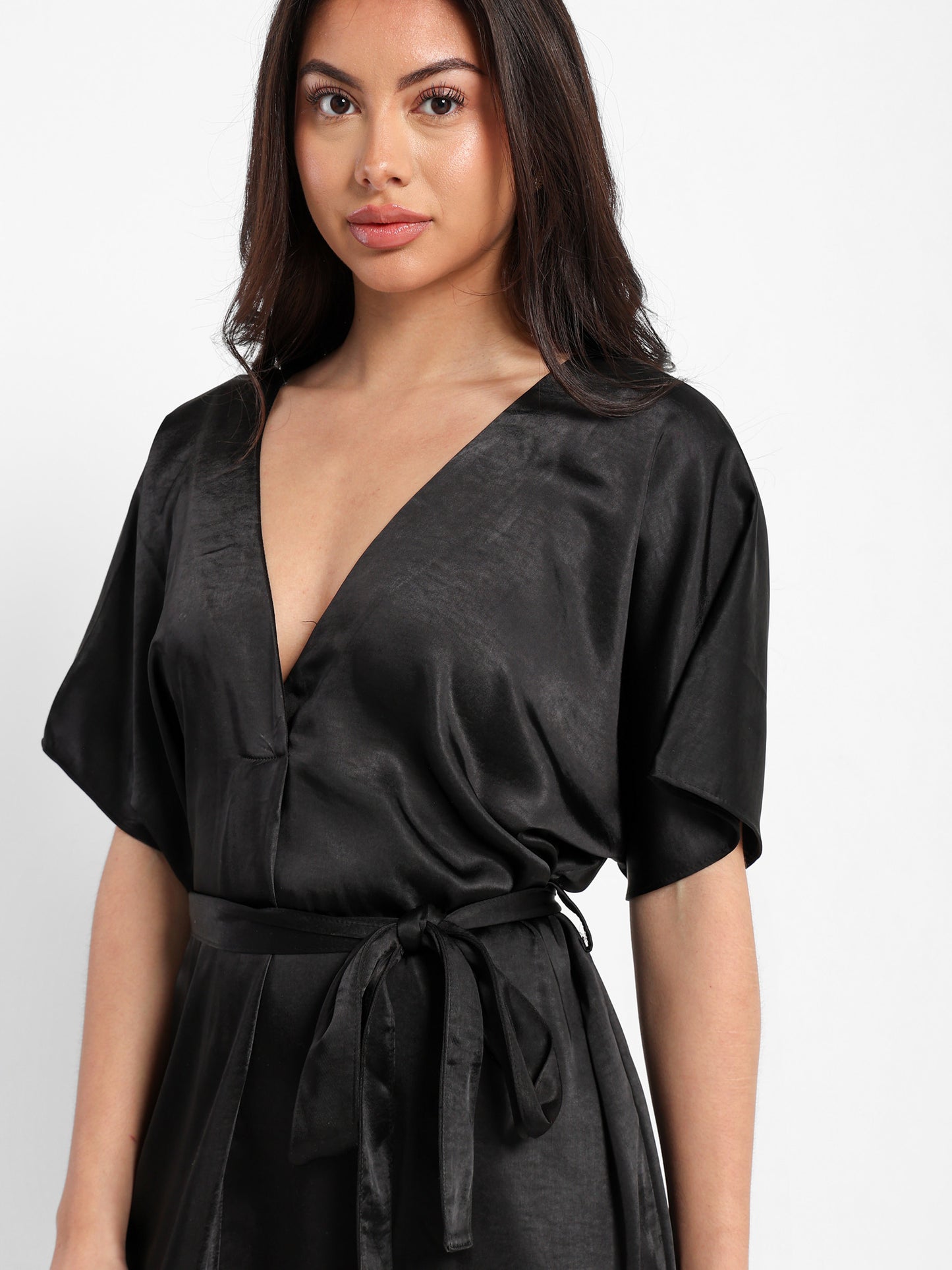 V-Neck Loose Midi Dress