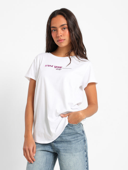 Trust Your Way Text Print T-Shirt