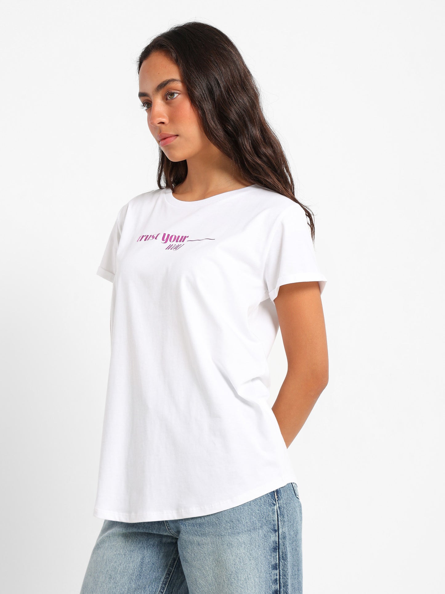 Trust Your Way Text Print T-Shirt