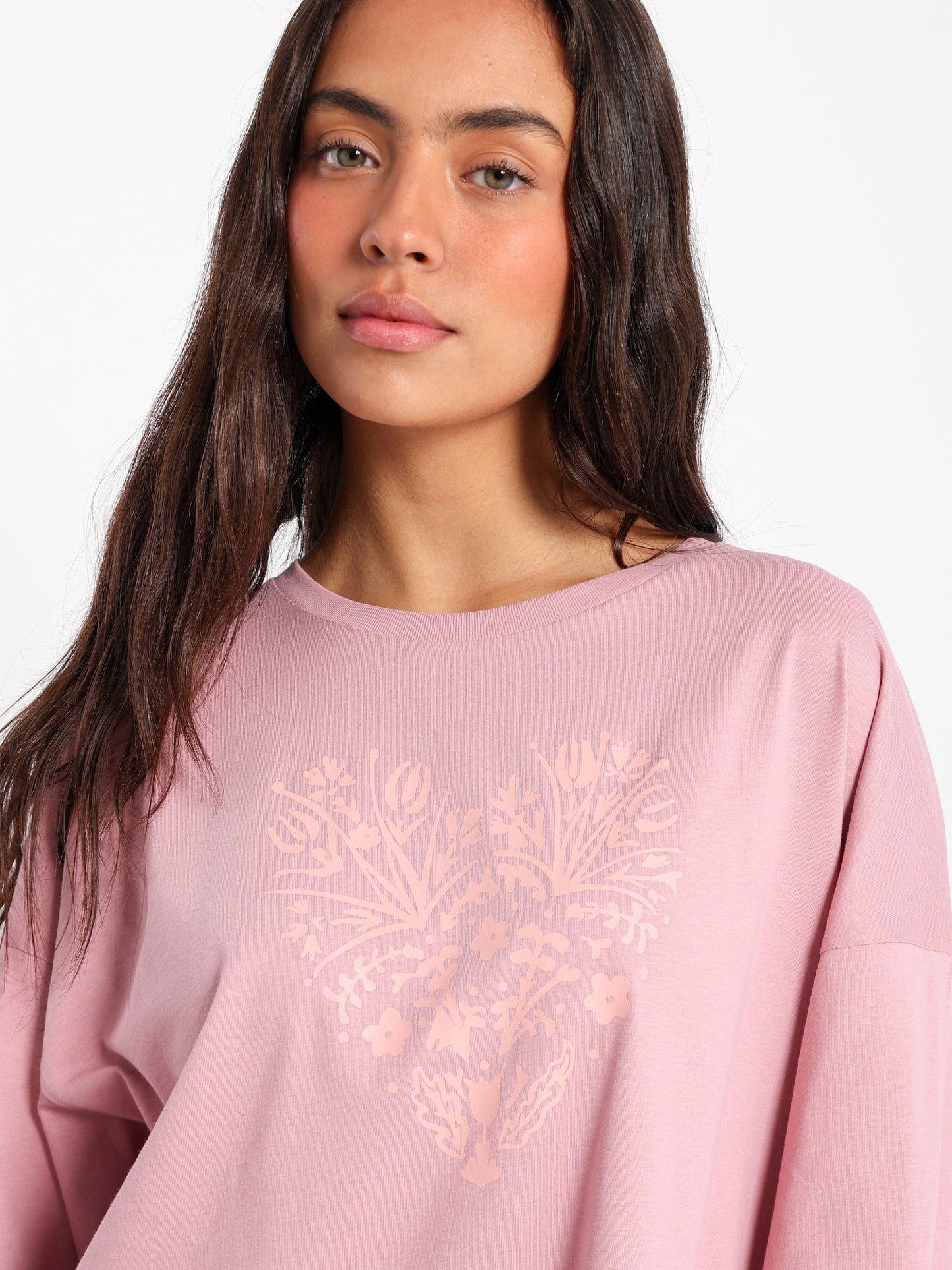 Floral Heart Print Long Sleeve T-Shirt