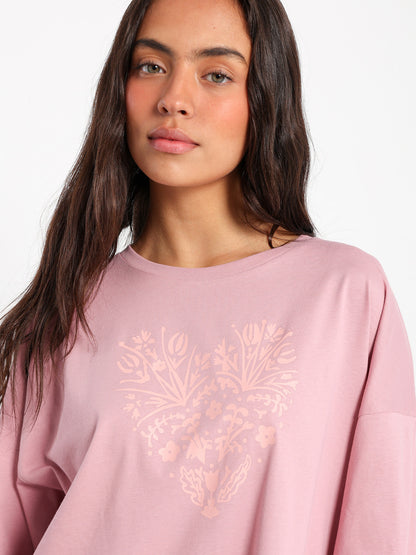 Floral Heart Print Long Sleeve T-Shirt