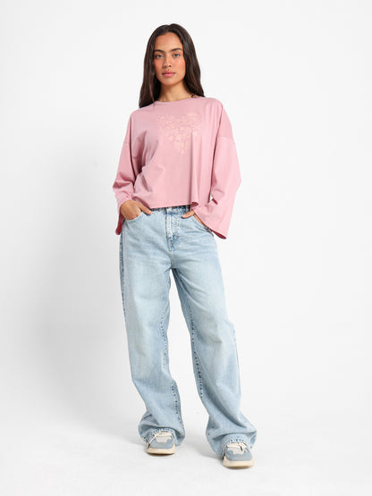 Floral Heart Print Long Sleeve T-Shirt