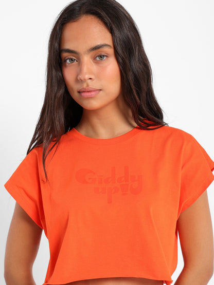 Giddy Up Print Cropped T-Shirt