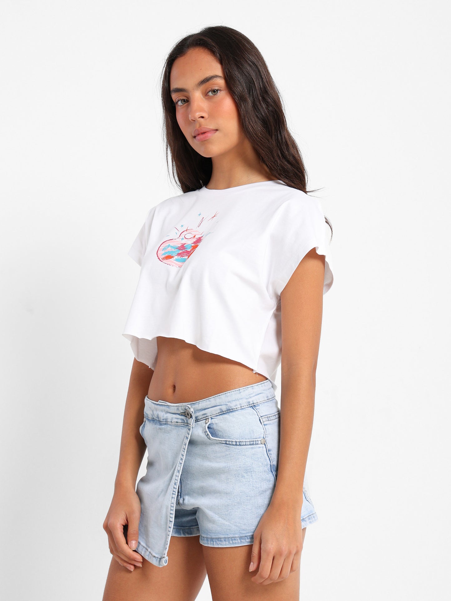 Eazy Peasy Print Cropped T-Shirt
