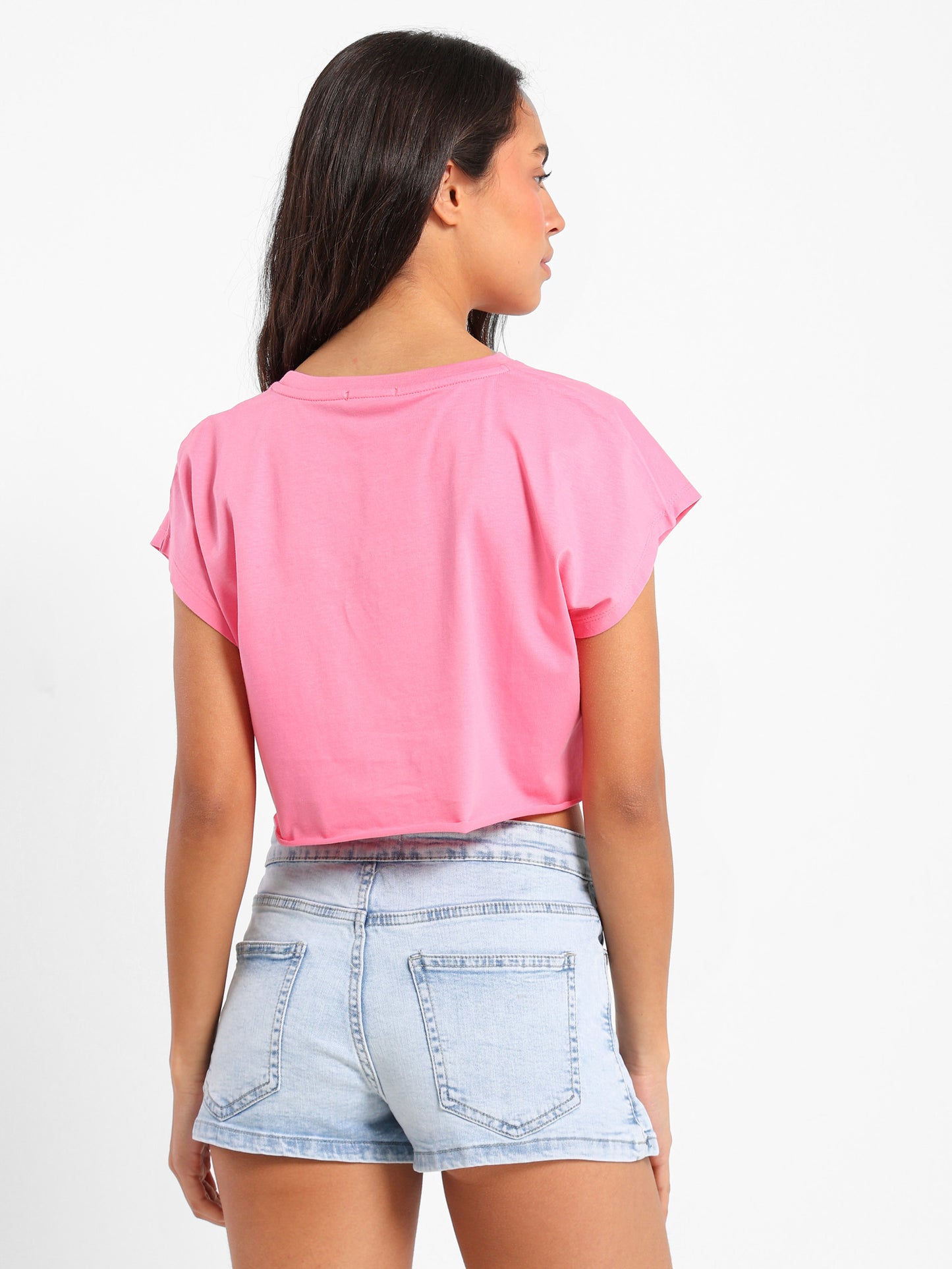 Floral Embroidered Cropped T-Shirt
