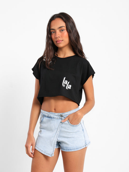 Oh La La Print Cropped T-Shirt